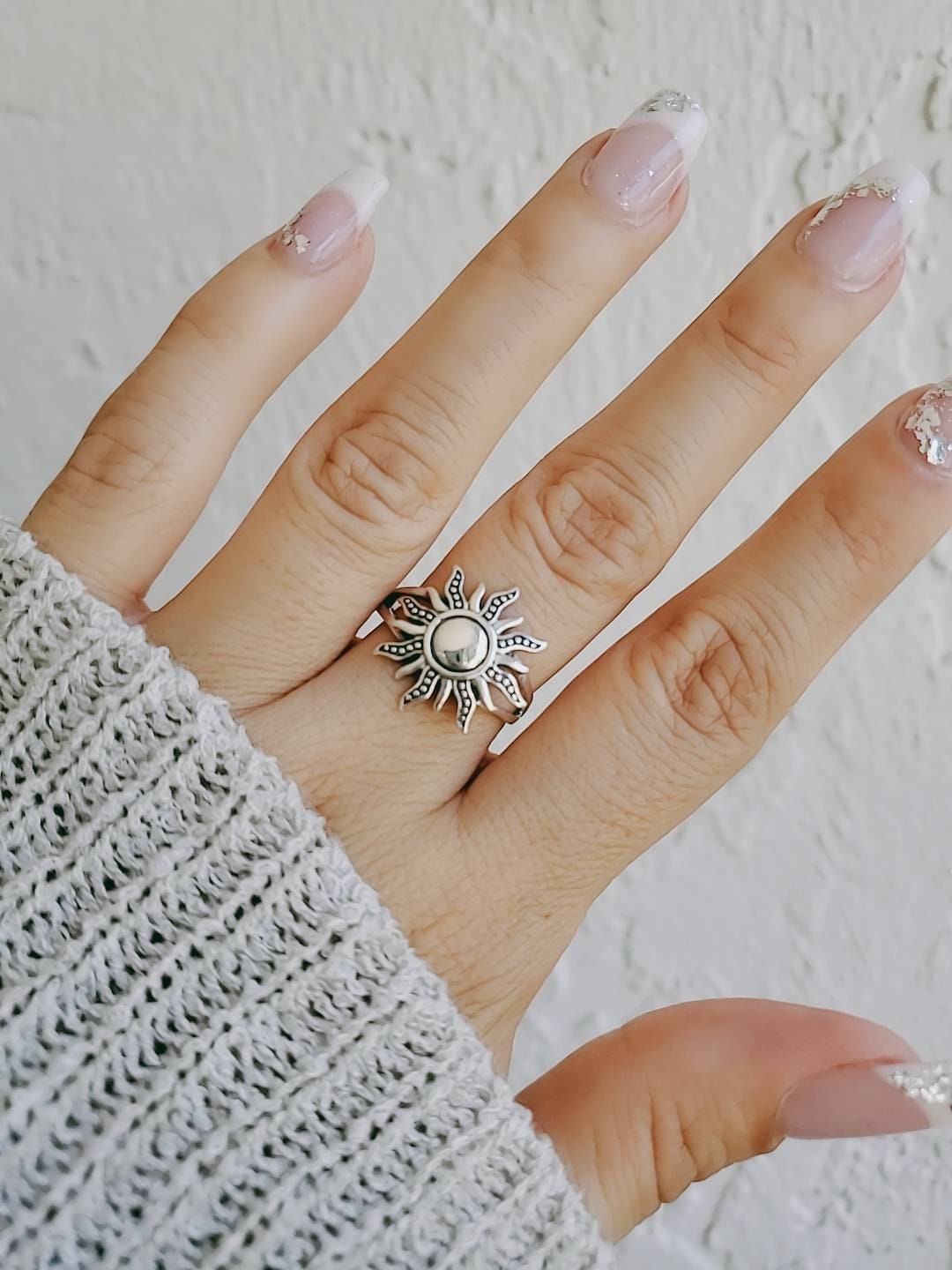 Sterling Silver Sun Ring, Large Sun Ring, 925 Silver, Sunshine Sunset Ring, Statement Ring, 925 Silver Ring