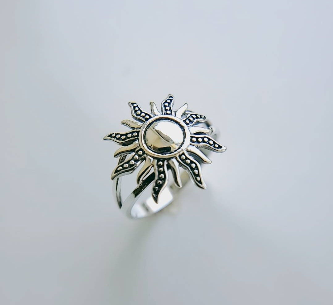 Sterling Silver Sun Ring, Large Sun Ring, 925 Silver, Sunshine Sunset Ring, Statement Ring, 925 Silver Ring