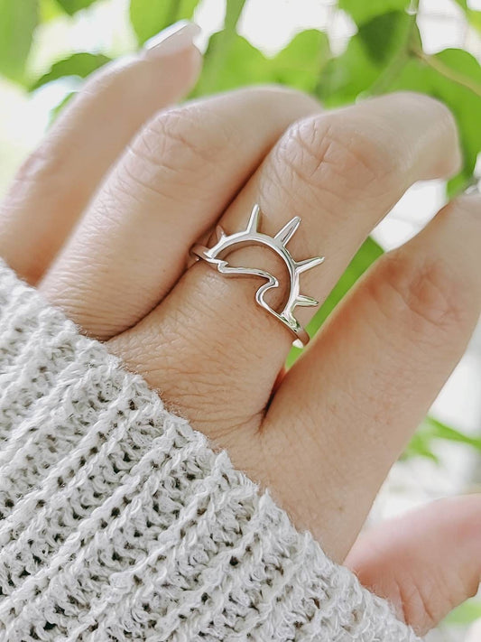 Sunset Ring, Sun Ring, Wave Ring, Sterling Silver Women Ring, Beach Ring, Boho Chic Jewelry, Sizes 3-13