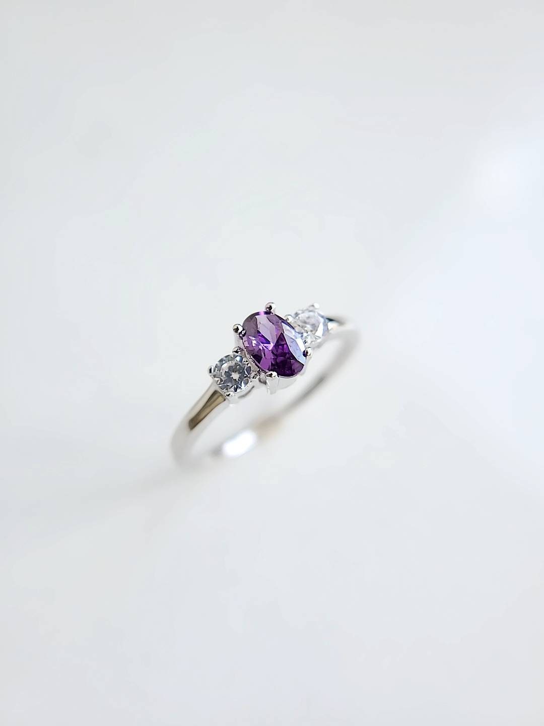 Sterling Silver Amethyst Brides Promise Ring