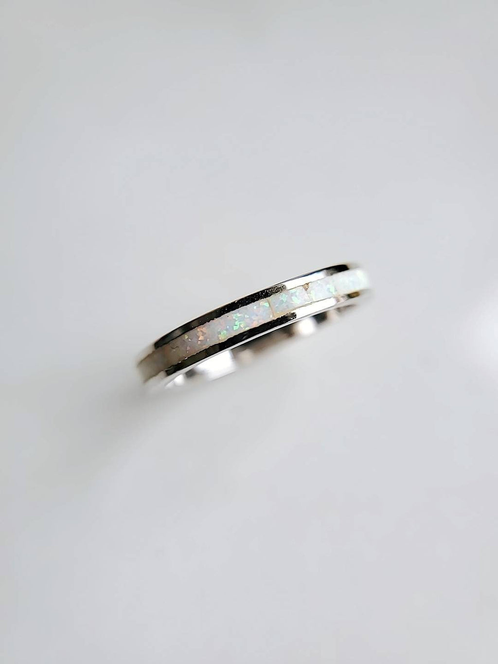 White Opal Eternity Ring – 925 Sterling Silver