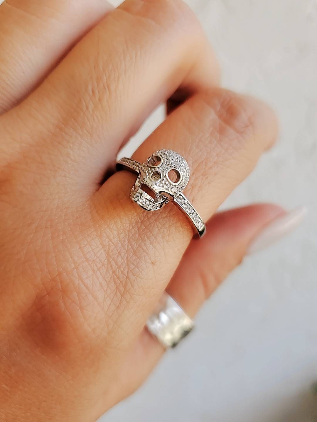 Sterling Silver Skull Ring, Women Sterling Silver Skull Ring, Gothic Ring, Skeleton Ring, non tarnish