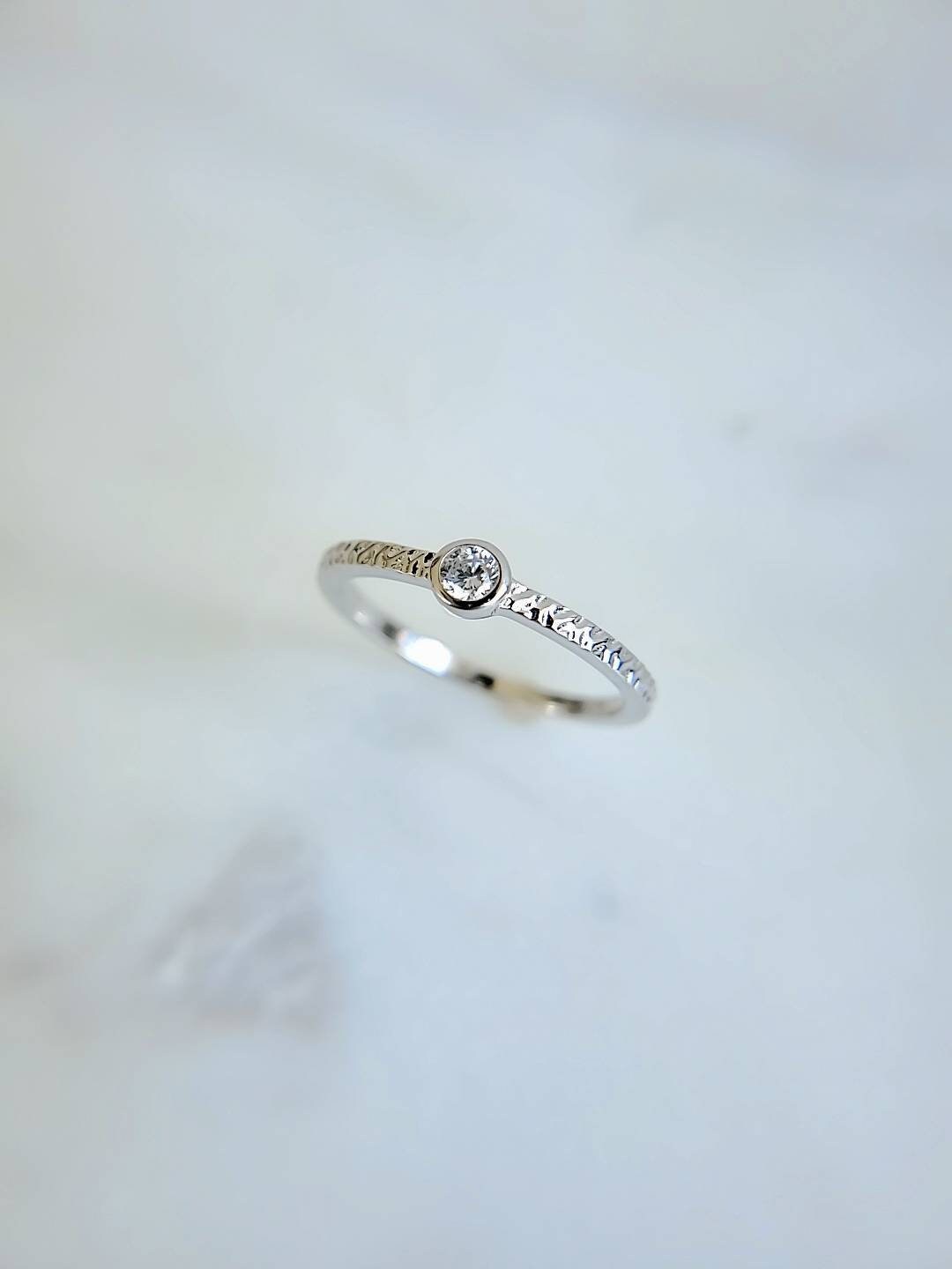 Dainty Round Cut Ring Sterling Silver Women Ring