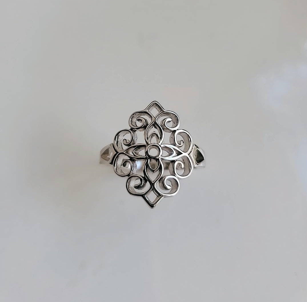 Sterling Silver Vines Ring, Bali Ring, 925 Stamped, high polished, Statement Women Ring