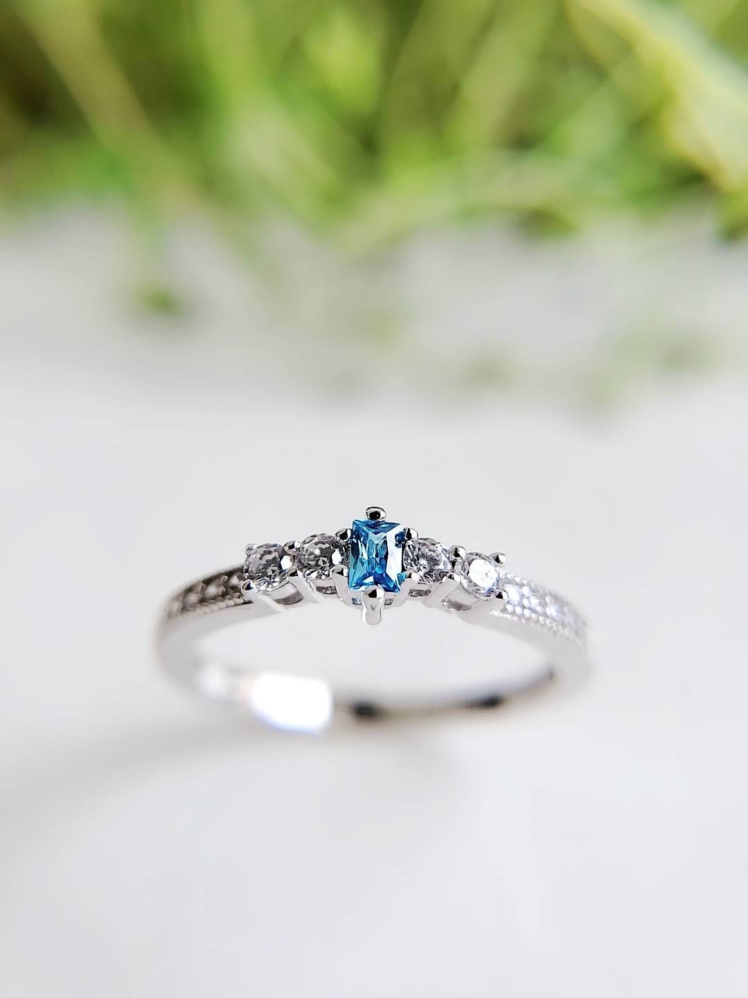 Dainty Aquamarine Ring