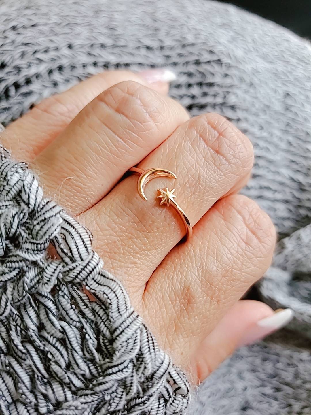 Rose Gold Crescent Moon Ring