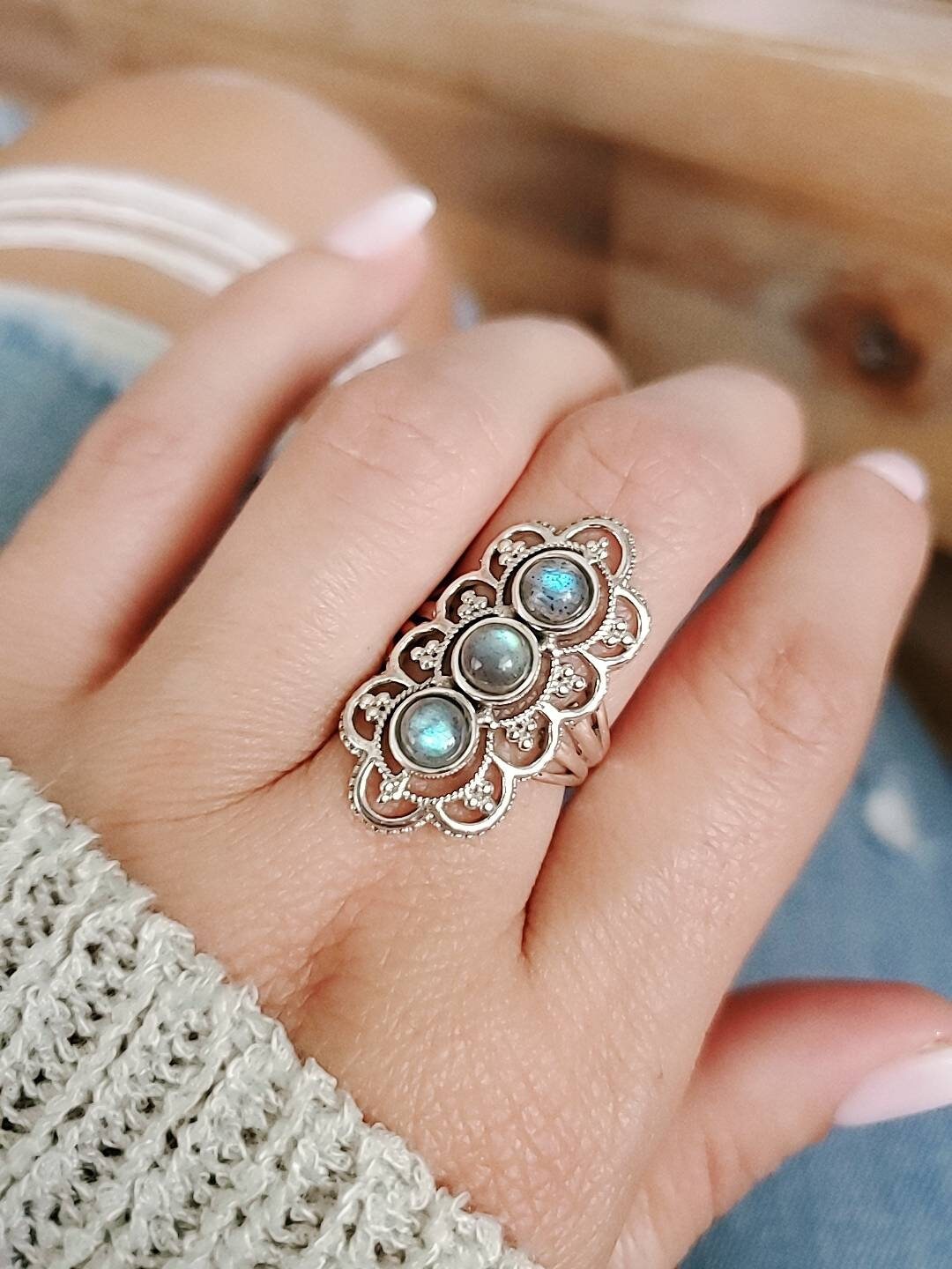 Rainbow Labradorite Ring