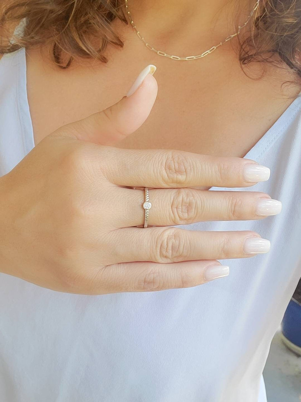 Dainty Round Cut Ring – Sterling Silver