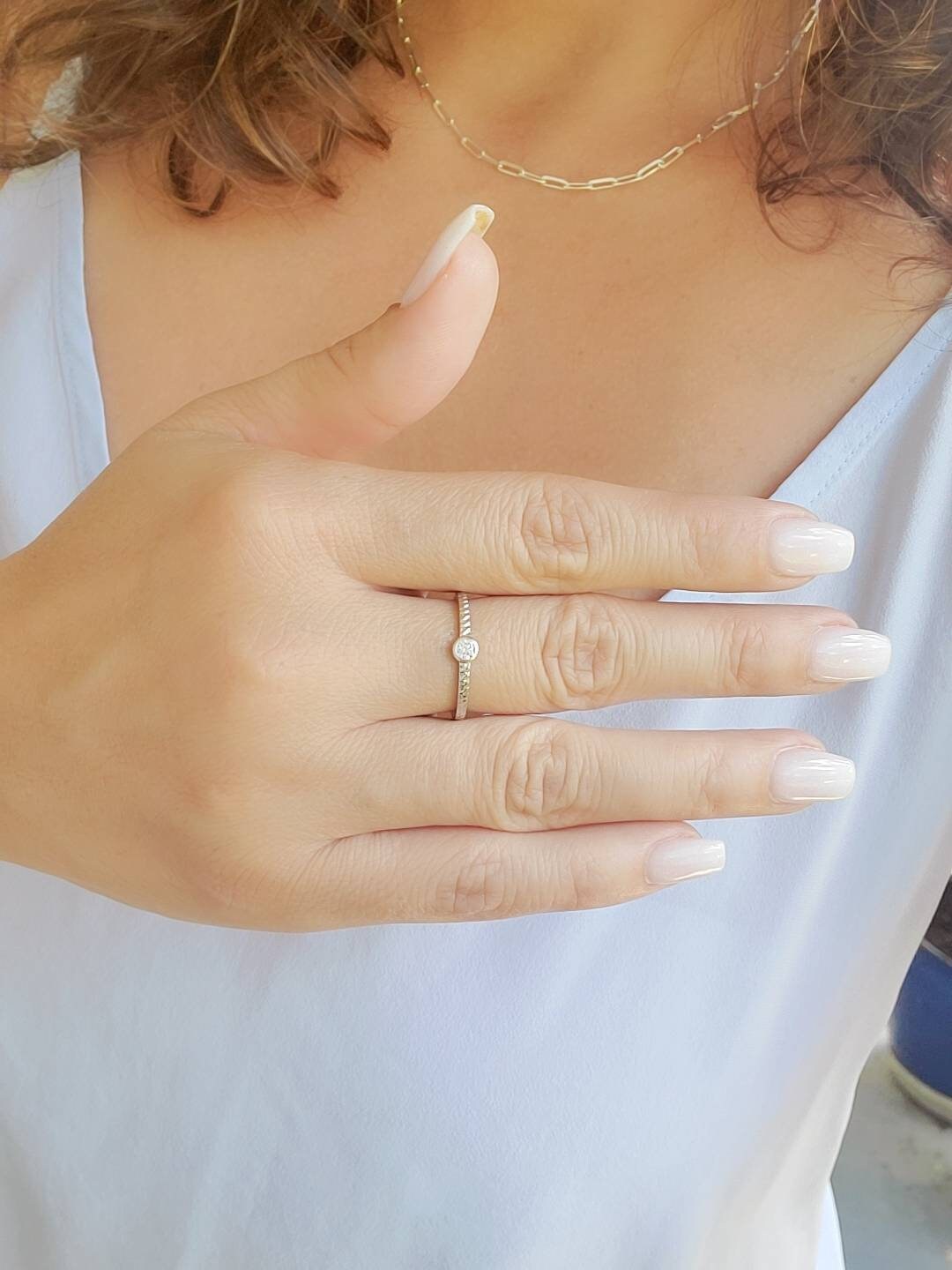 Dainty Round Cut Ring – Sterling Silver