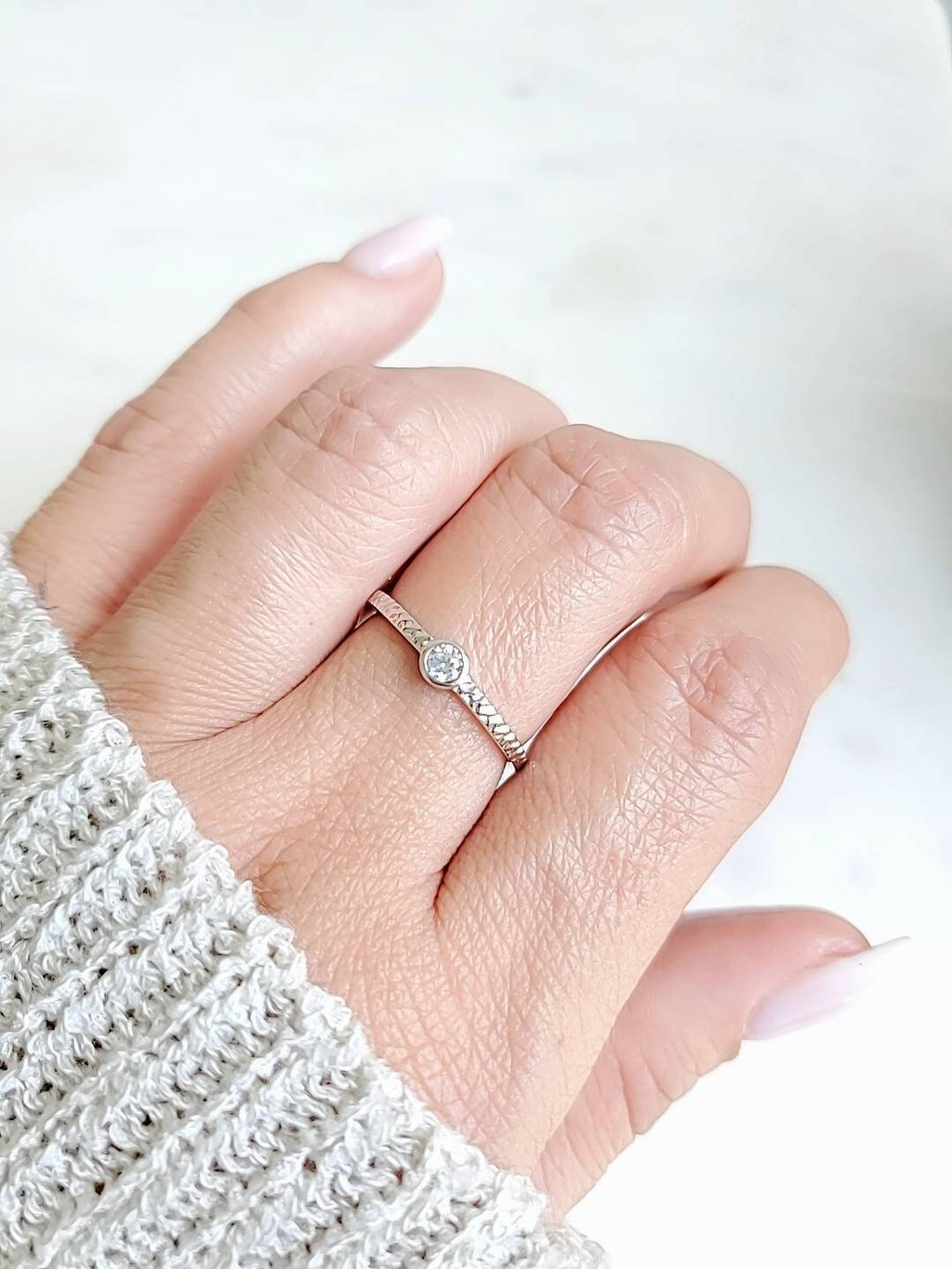 Dainty Round Cut Ring – Sterling Silver
