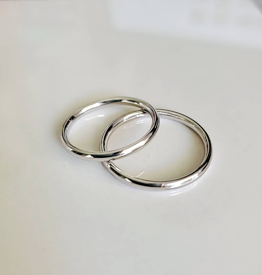 Sterling Silver Band His Hers Ring, 2mm Ring