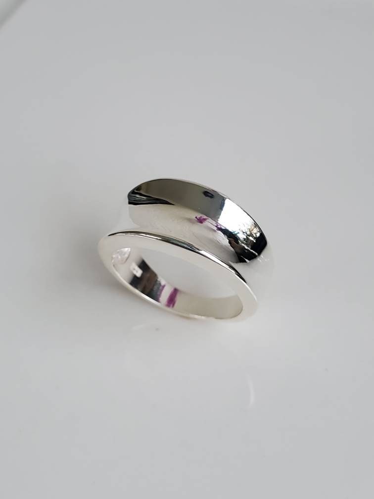 Concave Ring Solid Sterling Silver Ring