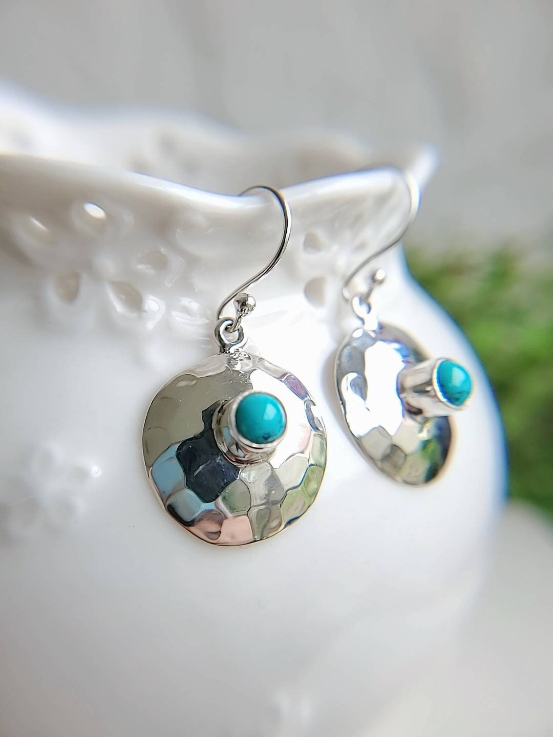Hammered Turquoise Earrings