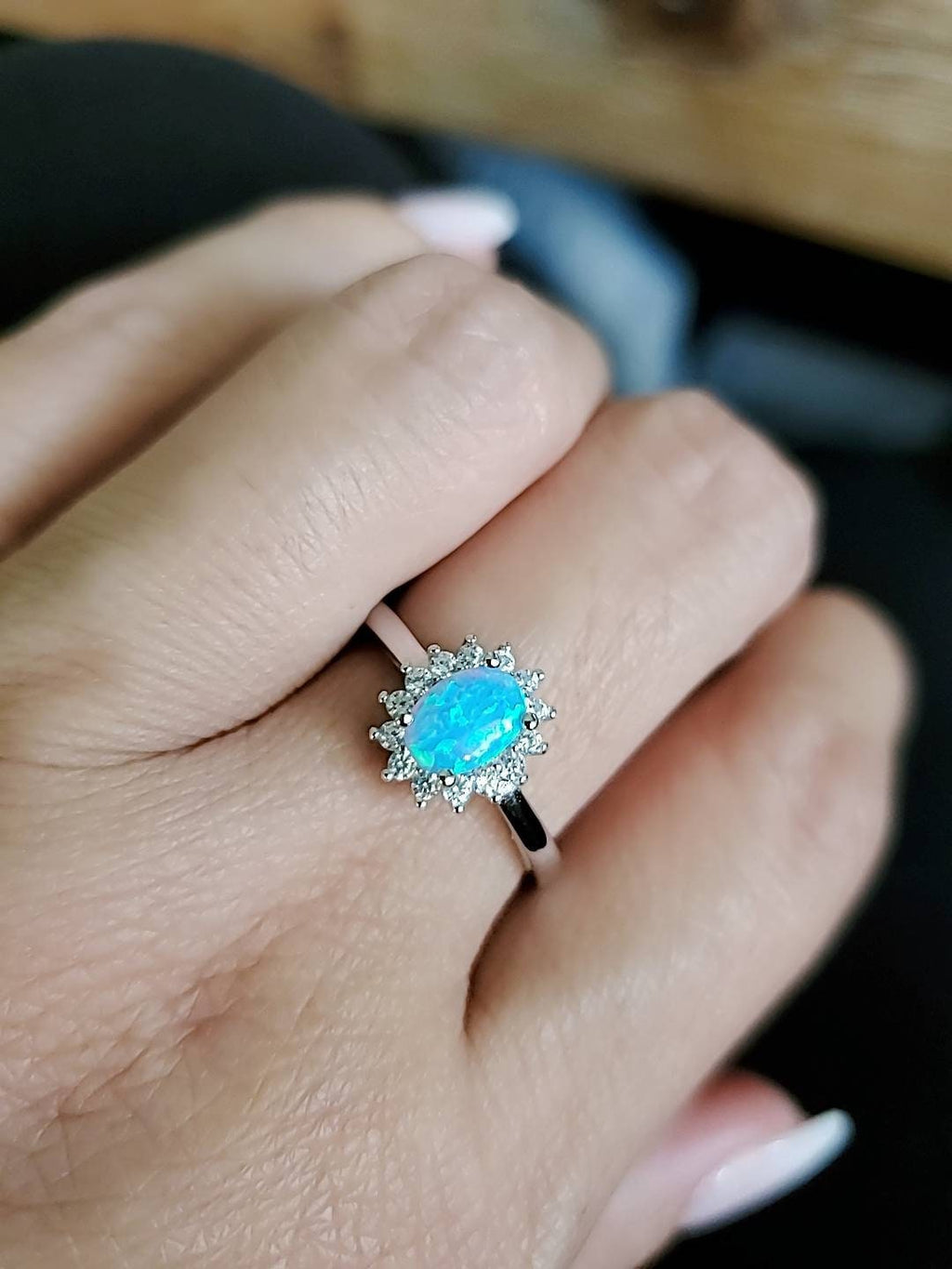 Blue Opal Dainty Ring