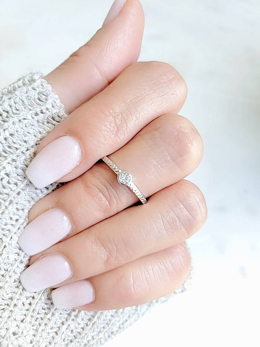 Dainty Round Cut Ring – Sterling Silver
