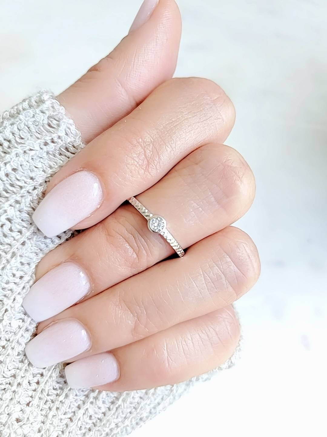 Dainty Round Cut Ring – Sterling Silver