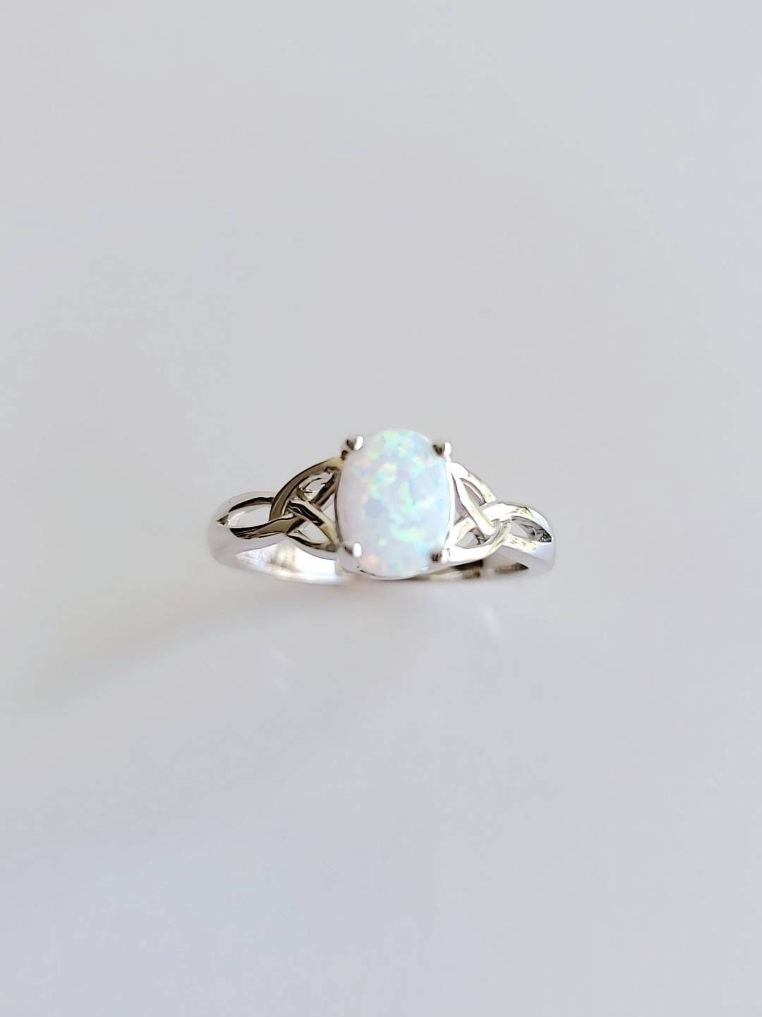 Celtic White Opal Ring