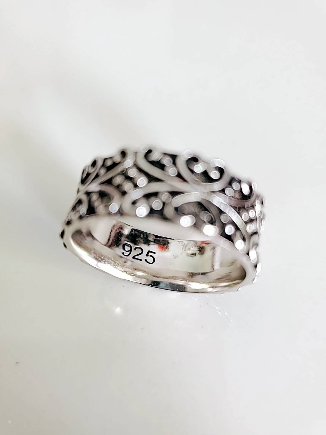 Sterling Silver Band, 925 Stamped, Bohemian, Gipsy, Boho, Thumb Band, Oxidized Ring