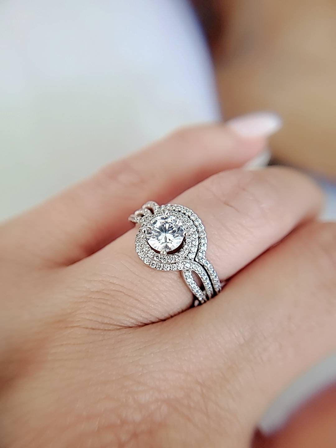 0.8 Carat Cz Halo Wedding Band – 925 Sterling Silver