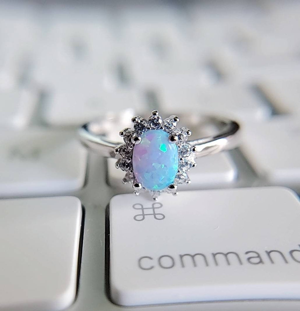 Blue Opal Dainty Ring
