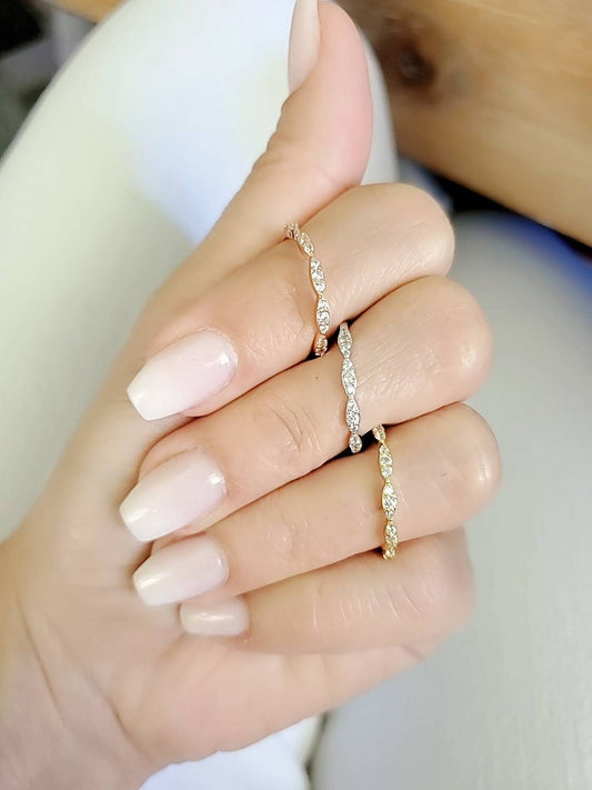 Marquise Ring, Gold, Rose Gold, Silver Band