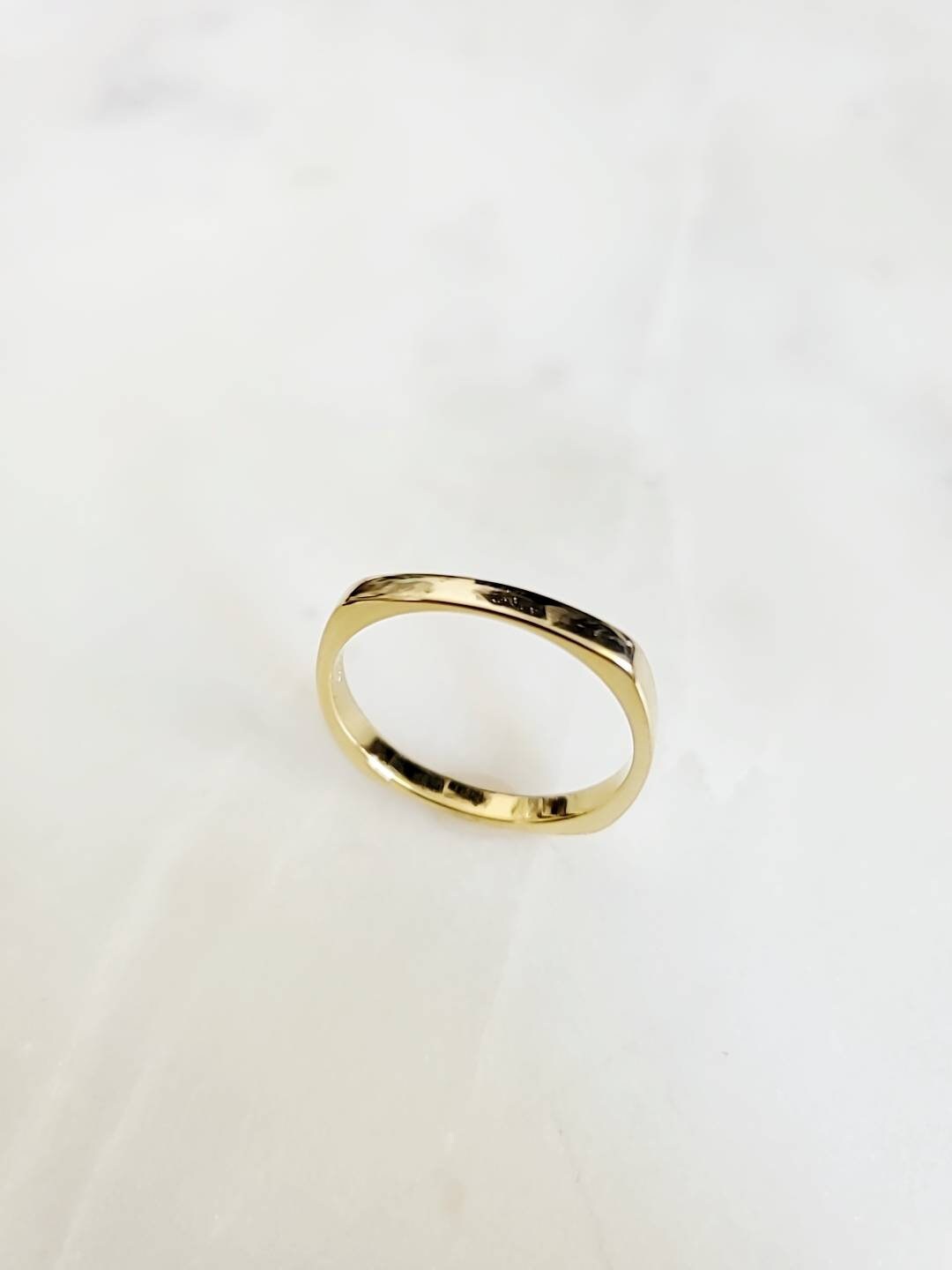 Square Gold Rose Gold Sterling Silver Ring