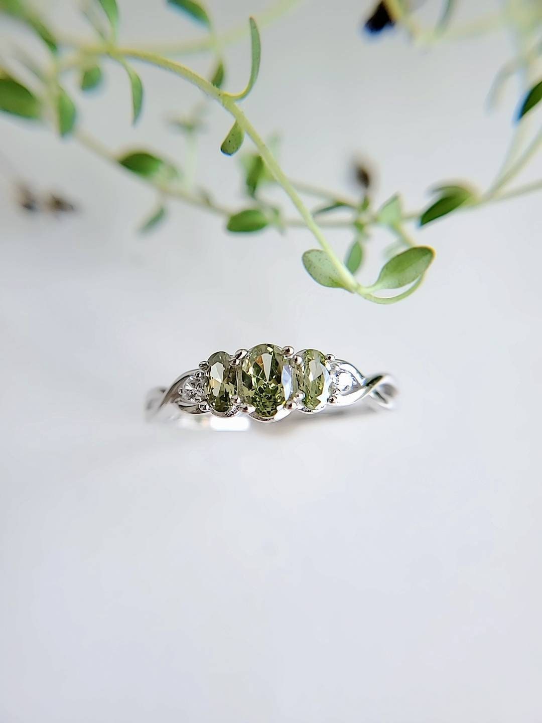 Sterling Silver Peridot Ring, Sterling Silver Ring, Cab Gemstone, Natural Stone Ring, Statement Ring ~ Bridal ~ Wedding ~ Boho Jewelry