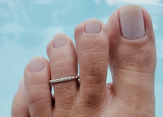 Beaded Toe Ring, Adjustable Ring