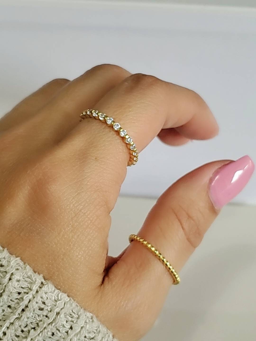 Statement Rose Gold Sterling Silver Eternity Ring