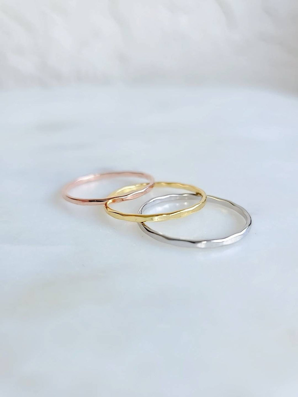 Thin Hammered Set Ring – Sterling Silver with Finish
