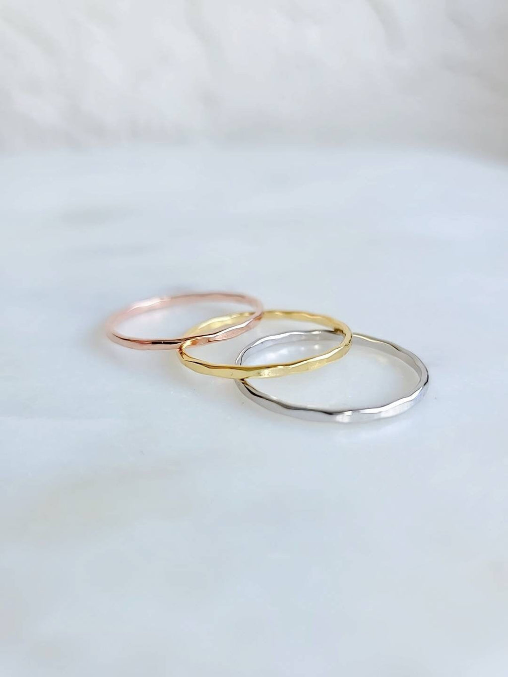 Thin Hammered Set Ring – Sterling Silver with Finish
