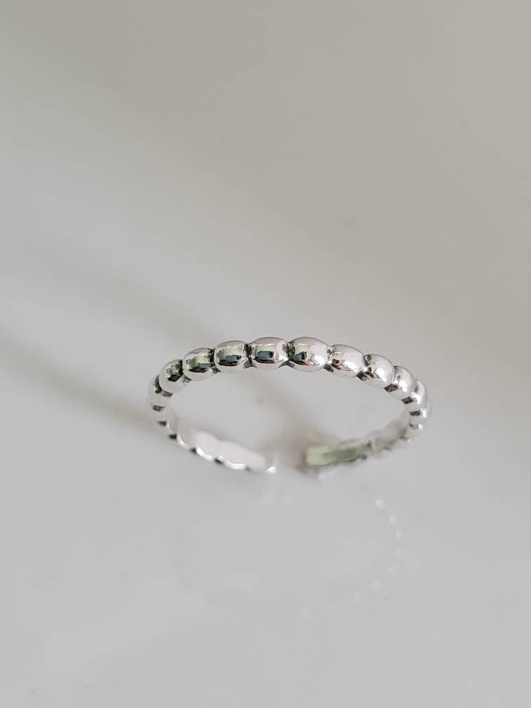 Bead Ring, 2mm Band, Sterling Silver Toe Ring