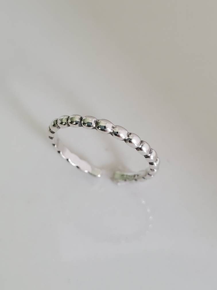 Bead Ring, 2mm Band, Sterling Silver Toe Ring