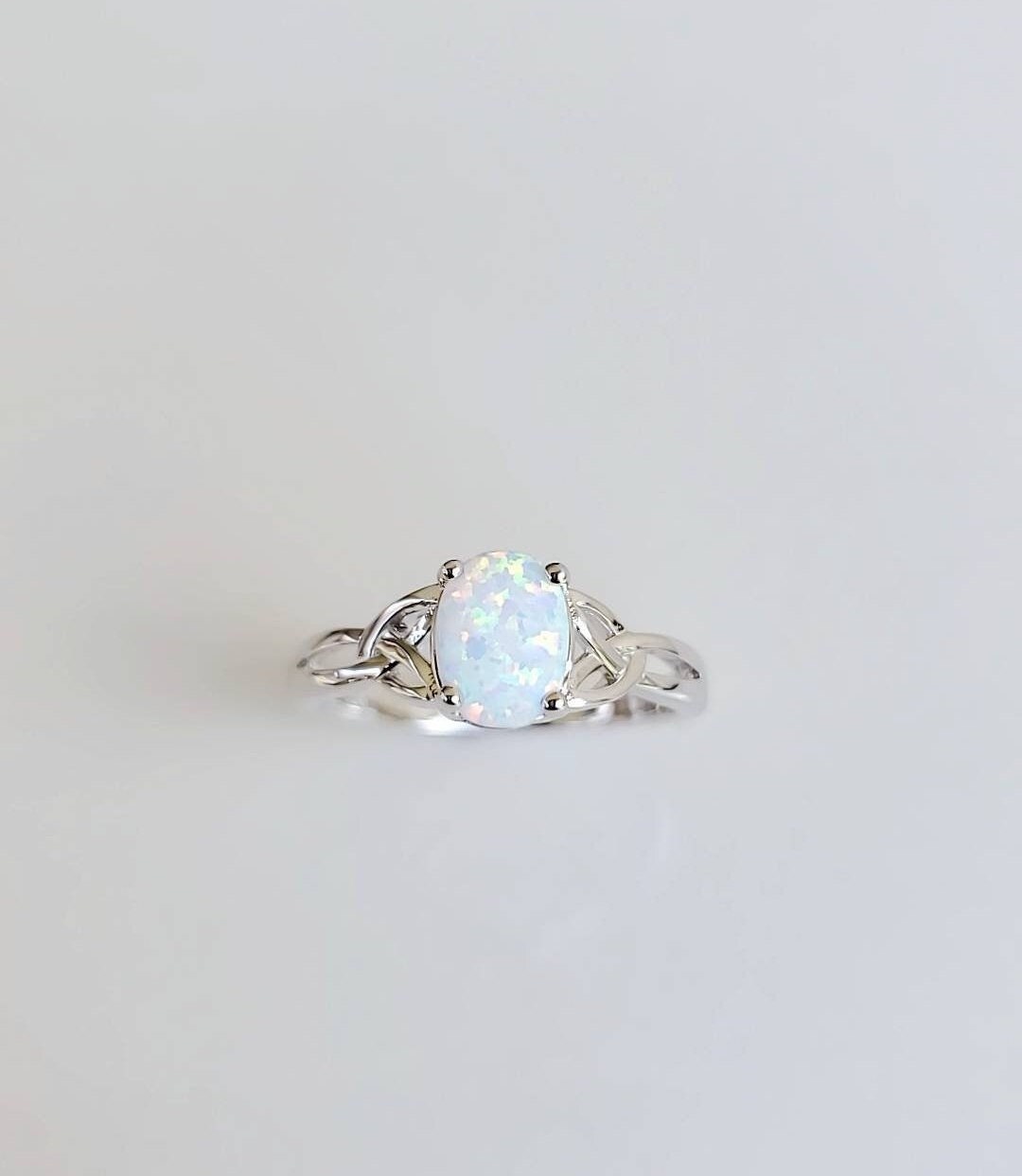 Celtic White Opal Ring