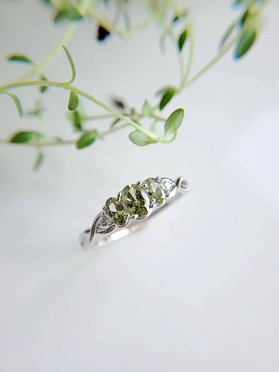 Sterling Silver Peridot Ring, Sterling Silver Ring, Cab Gemstone, Natural Stone Ring, Statement Ring ~ Bridal ~ Wedding ~ Boho Jewelry