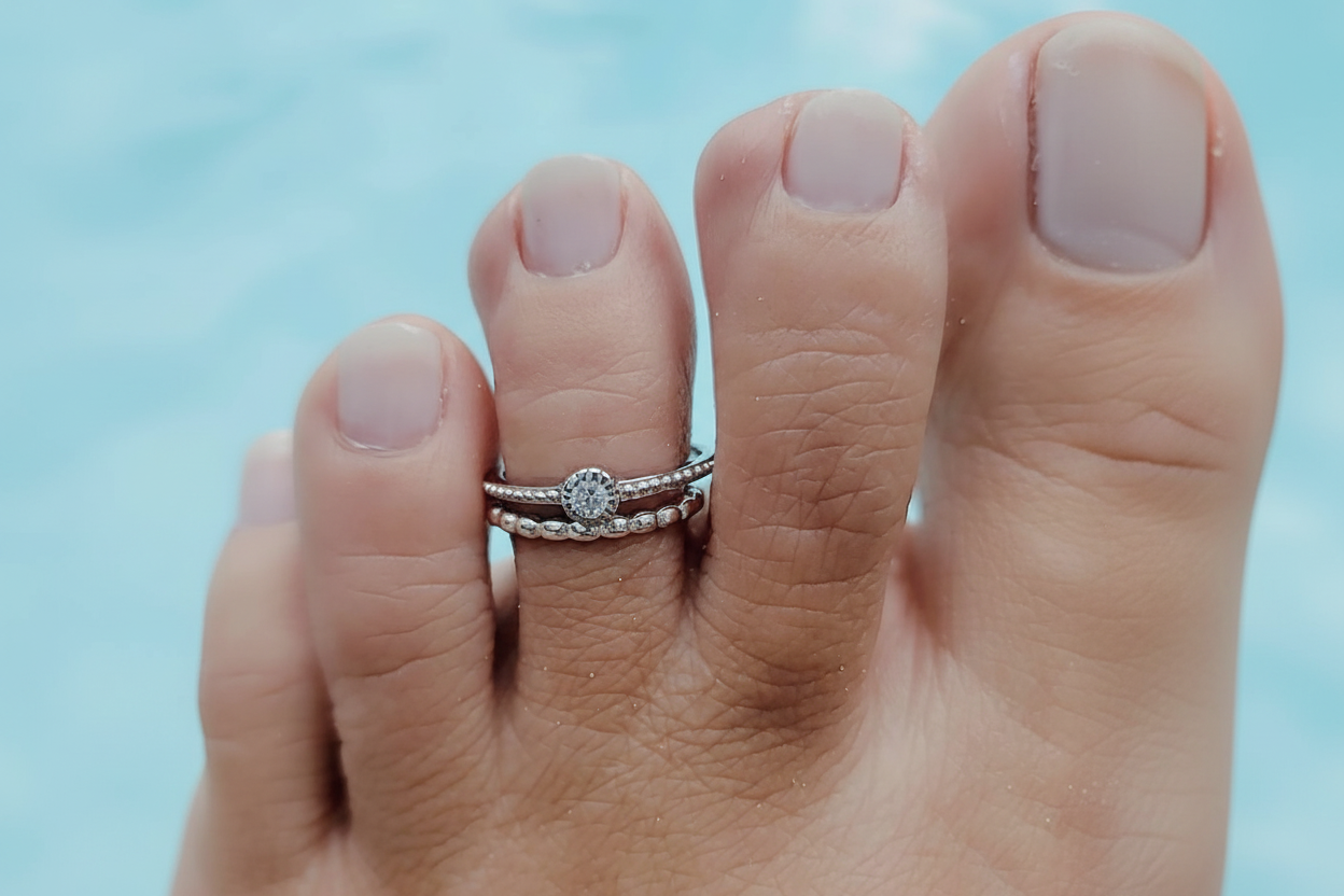 Beaded Toe Ring, Adjustable Ring