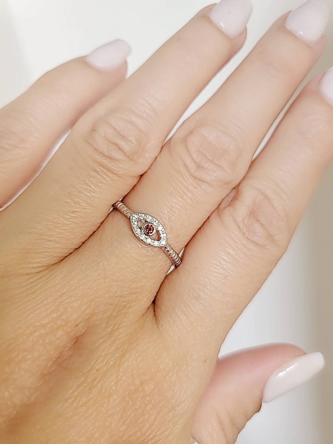 Garnet Eye Sterling Silver Women Ring
