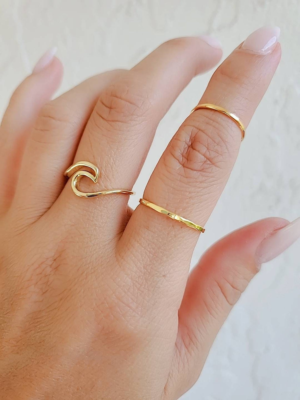 Gold Wave Over Ocean Ring – Sterling Silver