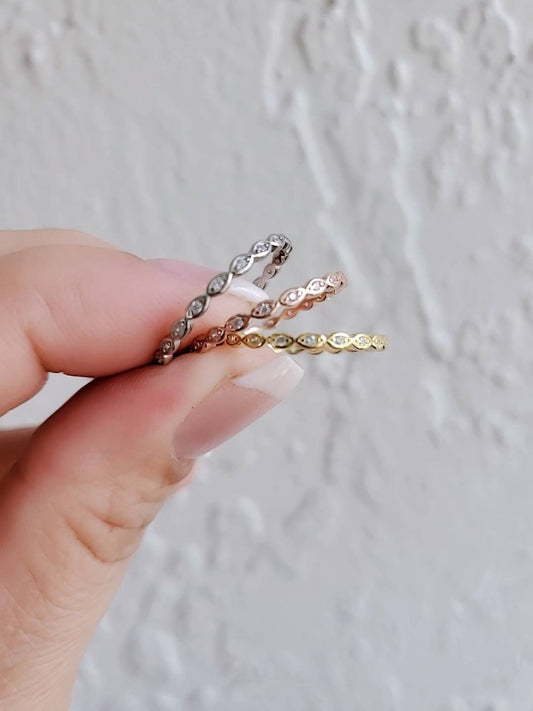 Marquise Ring, Gold, Rose Gold Eternity Ring