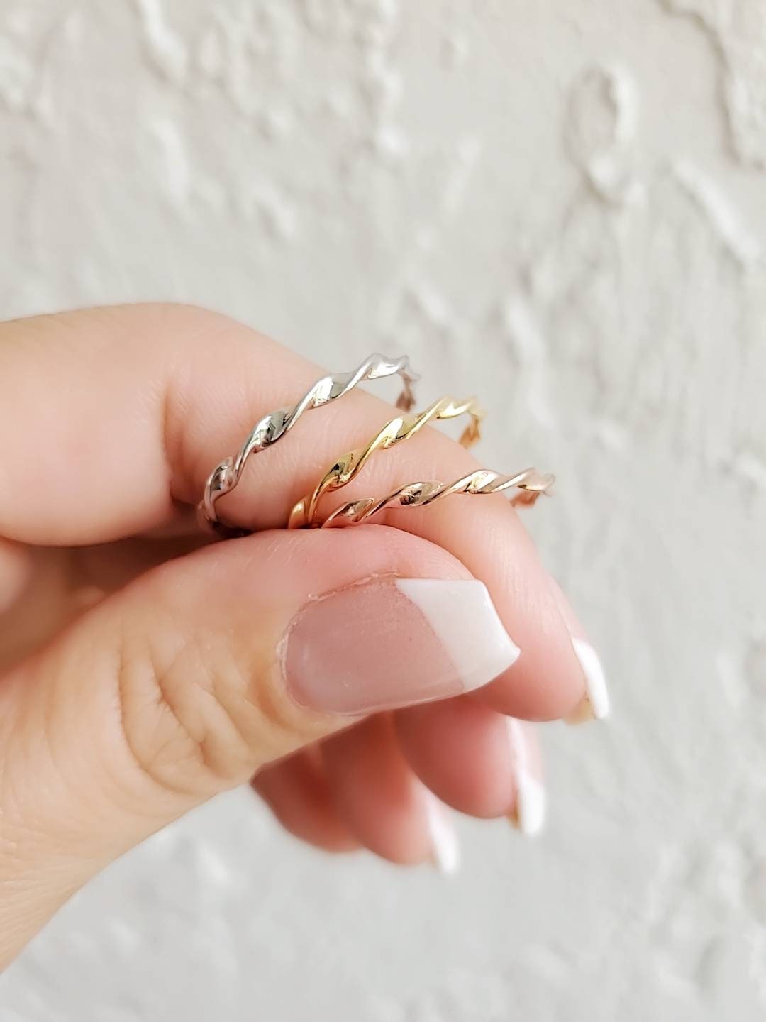 Sterling Silver Thin Band, Twisted Gold, Rose Gold Band, 2mm Ring, Simple Wedding Band, Thumb Ring, Stack Ring