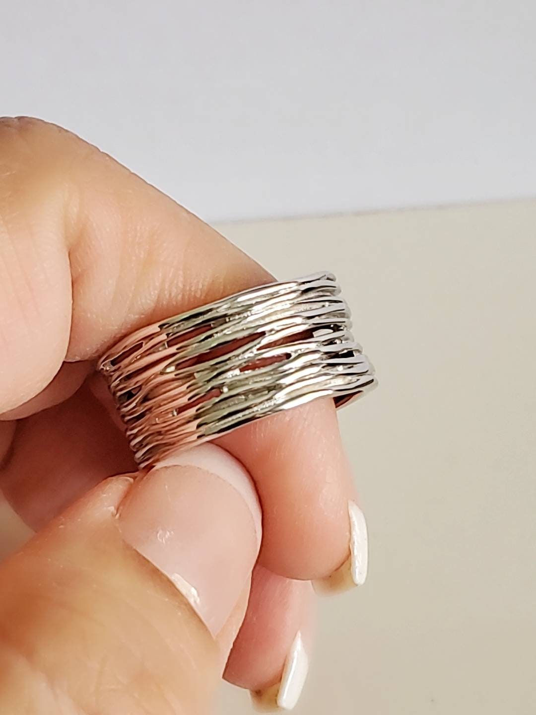 Thick Ring, Sterling Silver Women Ring, 925 Stamped, Woven Ring, Thumb Wide Band, non tarnish, Tarnish Free, Chunky Ring