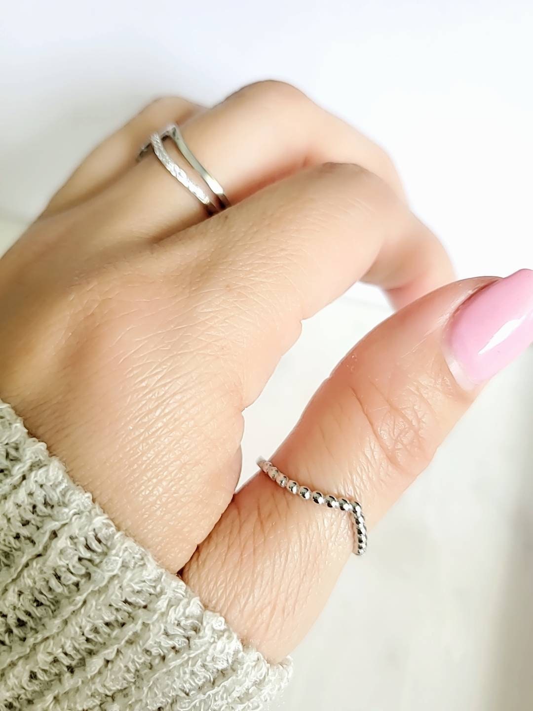 Three Ring Set, Stacking Rings, Sterling Silver Ring, Statement Band, Stackable Rings, Thumb Women Ring