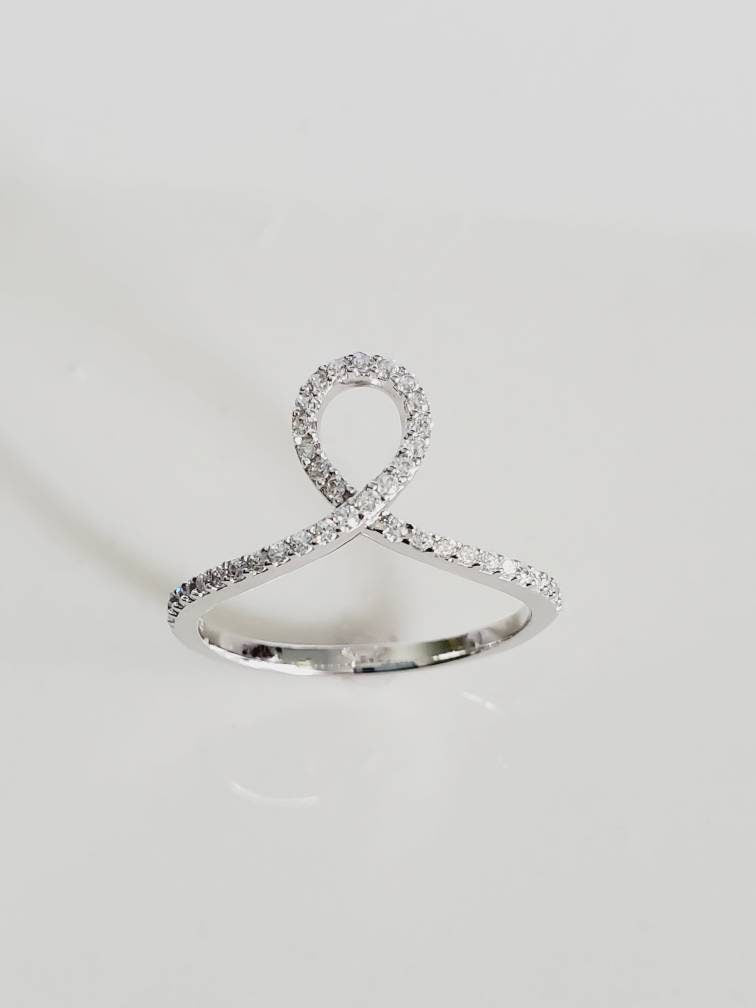 Sterling Silver Ring, Unique Curved Ring, Promise Ring, Anniversary Gift, Women's Ring, Gift for Her