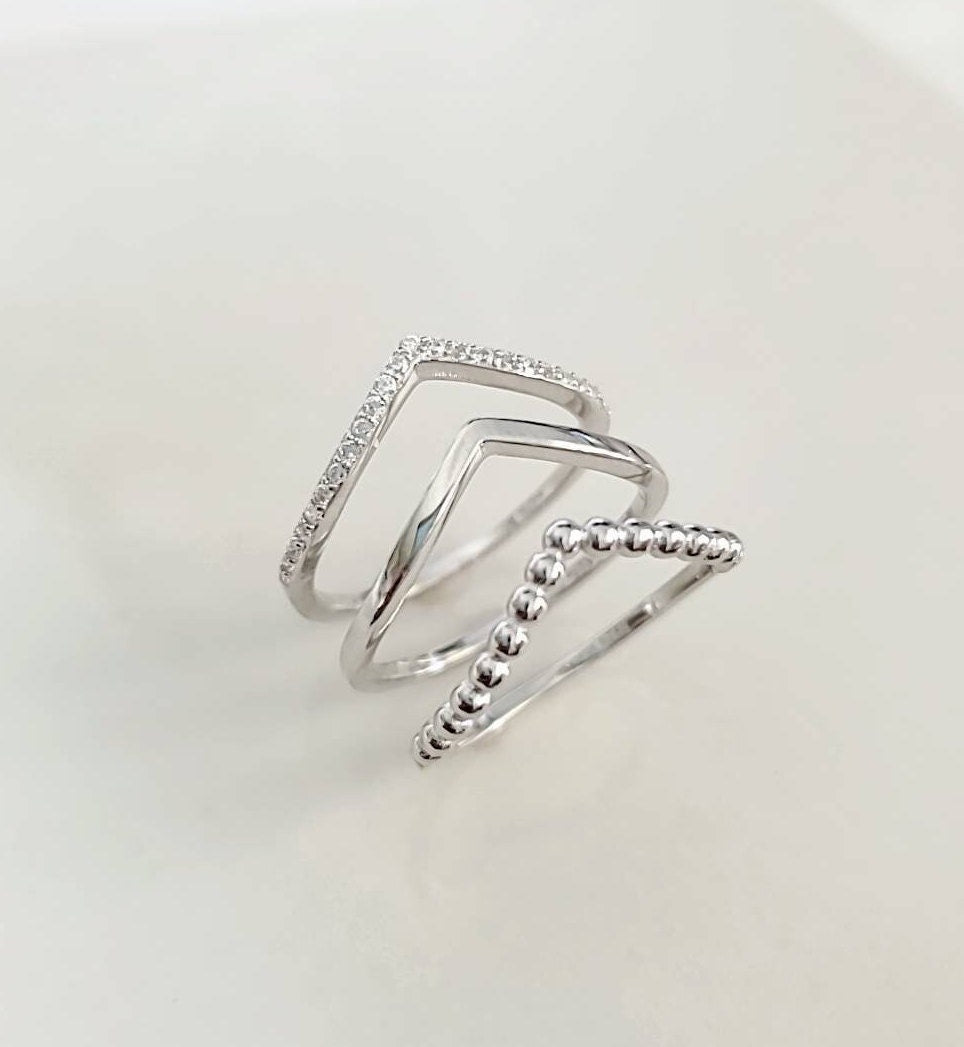 Three Set Statement Ring – Sterling Silver