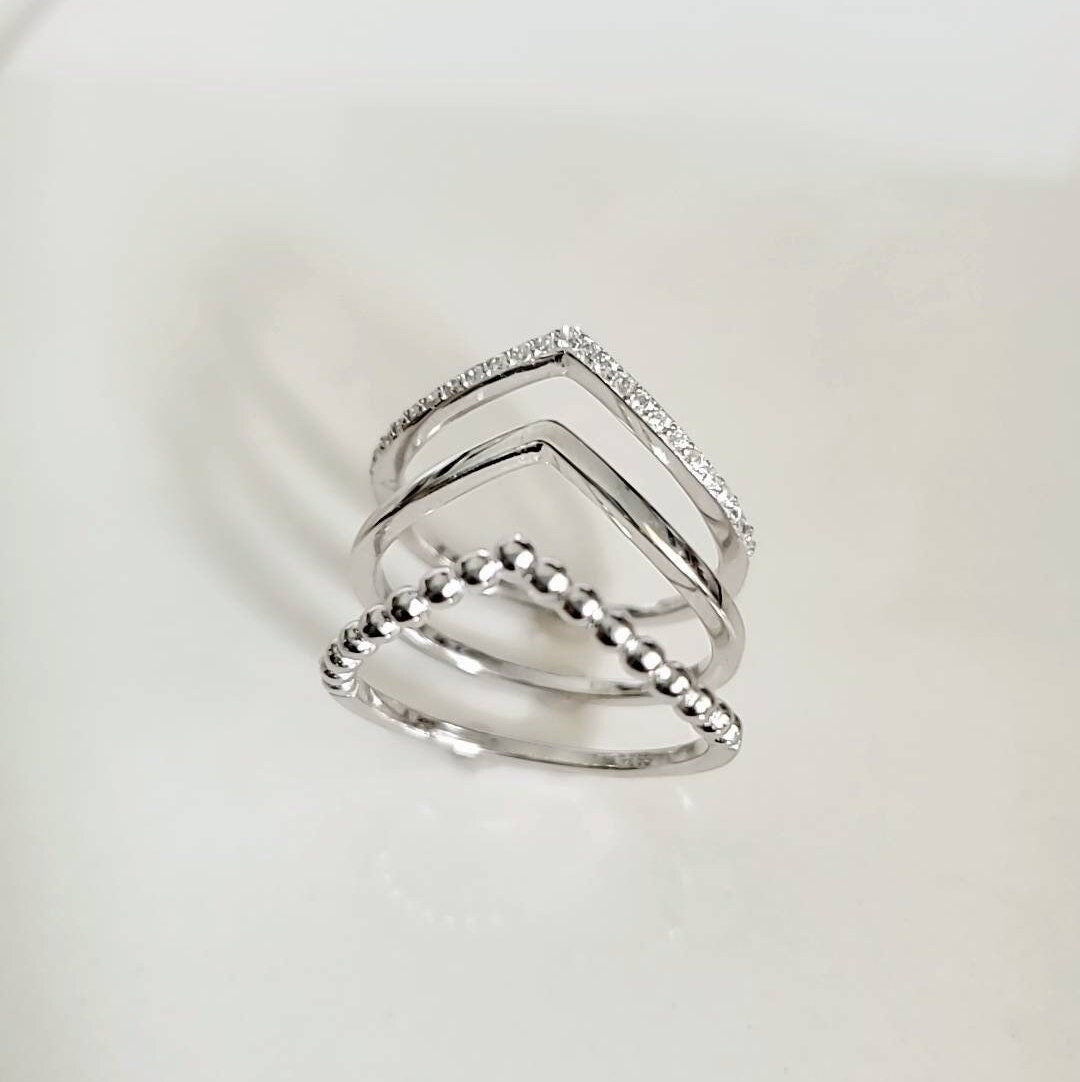 Three Ring Set, Stacking Rings, Sterling Silver Ring, Statement Band, Stackable Rings, Thumb Women Ring