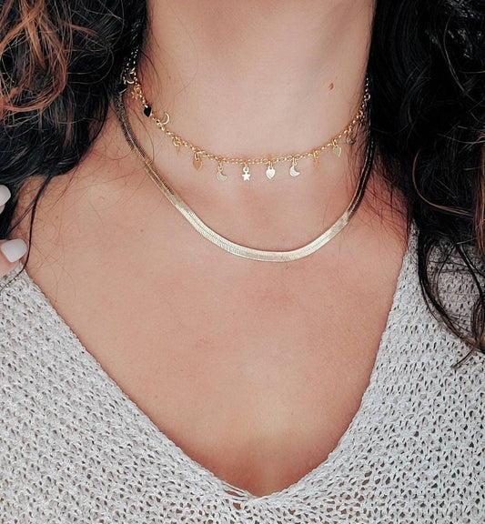 Moon Stars Choker Necklace