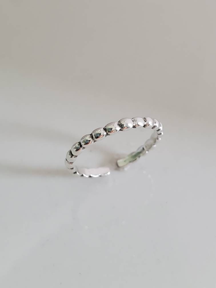 Bead Ring, 2mm Band, Sterling Silver Toe Ring