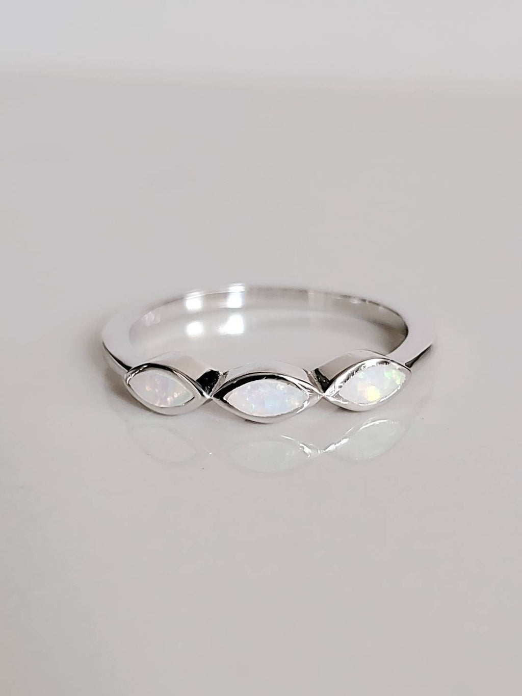 Marquise White Opal Ring