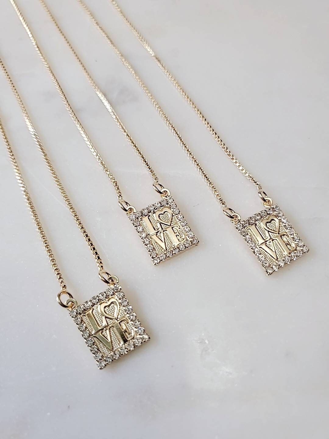 Gold Filled Love Chain Layering Necklace