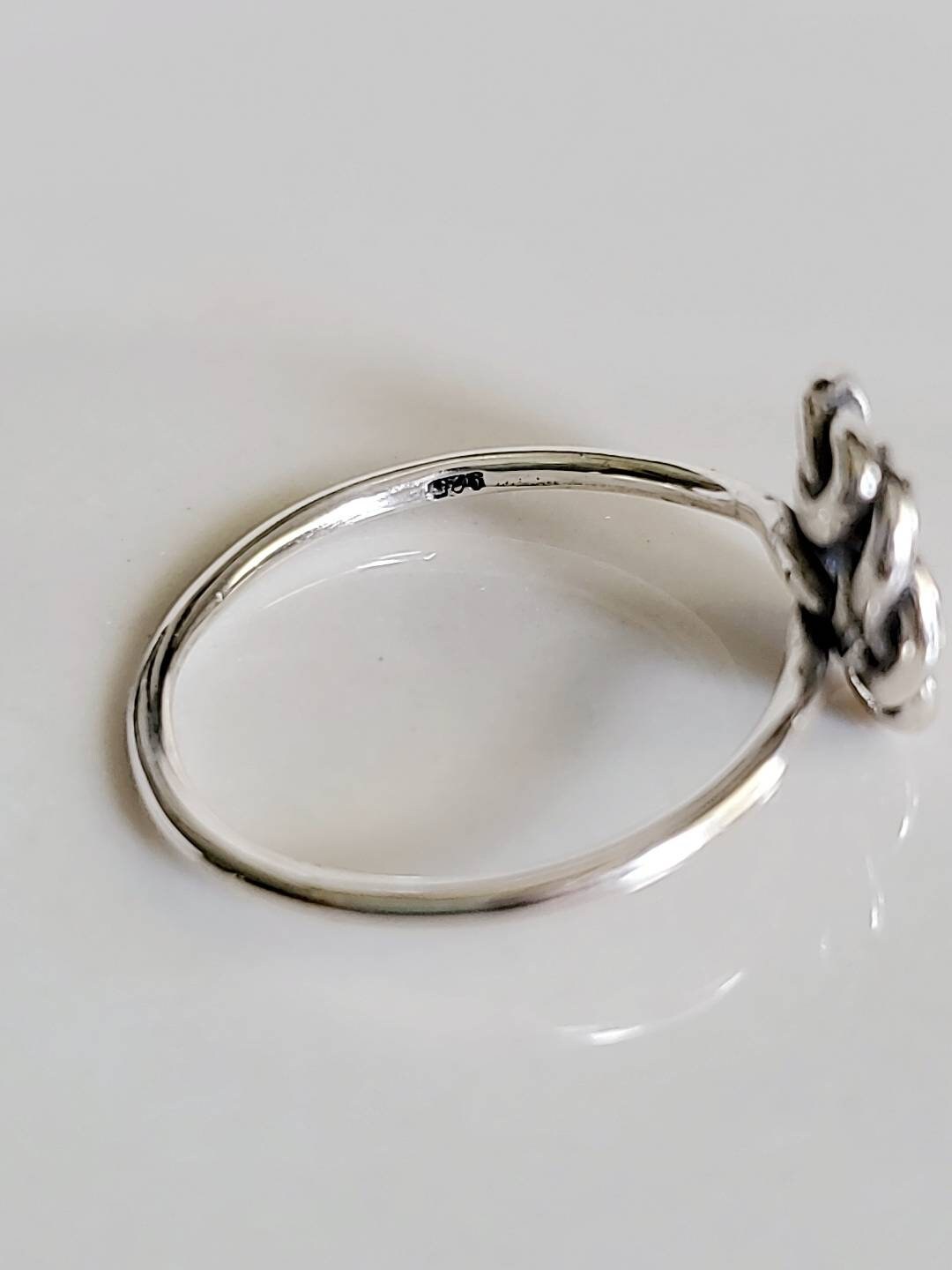 Sterling Silver Rose Flower Ring, Dainty Women's Ring, Oxidized Girls Ring, Gift for Her